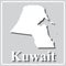 Gray icon with white silhouette of a map Kuwait