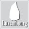 Gray icon with white silhouette of a map Luxembourg