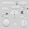 Gray interface buttons. 3d set of UI icons
