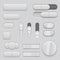 Gray interface buttons and sliders. 3d set of UI icons