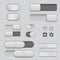 Gray interface buttons and sliders. 3d set of UI icons