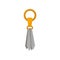 Gray leather tassel on golden ring. Trendy embellishment for clothing and women handbag decoration. Flat vector design