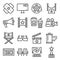 Gray line movies vector illustration icons set