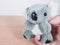 Gray lovely Koala bear doll in palm