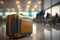 Gray luggage and suitcase on the airport floor, ready for departure. Travel concept for journey, packing baggage for