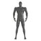 A gray male broadshouldered mannequin stands on an isolated background. Front view. 3d rendering