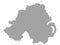 Gray map of North Ireland on white background