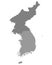 Gray map of North Korea and South Korea