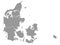 Gray Map of Regions of Denmark on White Background