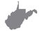 Gray Map of the USA State of West Virginia