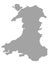 Gray map of Wales on white background