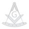 Gray masonic square and compass symbol