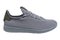 Gray mesh sneaker, with green insert, summer casual shoes, on a white background