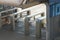 Gray metal turnstiles barriers at the railway station