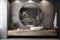 gray mirror concrete bathroom interior luxury sink design home architecture room. Generative AI.