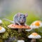 Gray Mouse On A Toadstool