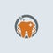 Gray orange healthy strong tooth icon, vector illustration