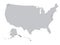 Gray Outline Map of the United States of America White Background