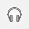 Gray Over-Ear Headphones simple vector icon or logo