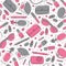 Gray and pink girl stuff - Vector seamless pattern