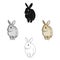Gray rabbit.Animals single icon in cartoon,black style vector symbol stock illustration web.