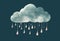 gray rain cloud dripping raindrops generative AI illustration