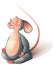 Gray rat yoga mouse sits meditating. Vector cartoon