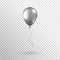 Gray realistic balloon isolated on transparent background. Silver balloon. Glossy helium balloon for wedding, birthday