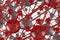 gray and red glass Molecular geometric chaos abstract structure. Science technology network connection hi-tech background 3d