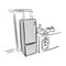 Gray refrigerator in kitchen vector illustration sketch doodle h