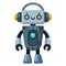 Gray robot with headphones