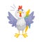 Gray rooster crowes. Vector illustration on a white background.