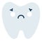 Gray sad tooth Emoji Icon. Cute tooth character. Object Medicine Symbol flat Vector Art. Cartoon element for dental