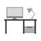 gray scale silhouette with home office