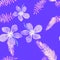 Gray Seamless Art. Cobalt Pattern Leaves. Violet Tropical Texture. Azure Flower Botanical. Indigo Drawing Palm.