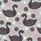 Gray seamless pattern with black princess swan