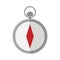 Gray silhouette compass icon with red diamond