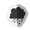 gray silhouette sticker with cumulus of clouds with rain