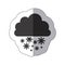 gray silhouette sticker with cumulus of clouds and snow fall