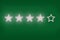 Gray, silver five star shape on a green background. The best excellent business services rating customer experience concept.