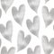 Gray silver hearts with shining watercolor seamless pattern