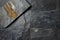 Gray slate tiled wall texture background