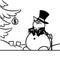 Gray snowman gentleman cartoon coloring page