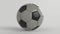 Gray soccer plastic leather metal fabric ball isolated on black background. Football 3d render illlustration