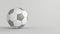 Gray soccer plastic leather metal fabric ball isolated on black background. Football 3d render illlustration