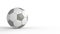 Gray soccer plastic leather metal fabric ball isolated on black background. Football 3d render illlustration