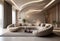 Gray sofa and beige armchair in a spacious,Interior design of modern living room. AI Generated