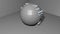 Gray sphere with moving pearl particles in gray room, abstract movie, intro, outro, geometric body, fantasy planet model