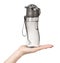 Gray sport water bottle, drinking equipment. Isolated