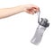 Gray sport water bottle, drinking equipment. Isolated